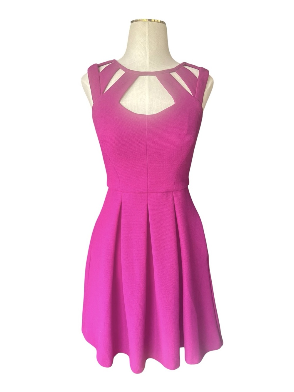 Betsey Johnson Raspberry Pink Cutout Fit & Flare Skater Dress Size 2